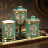 Opulent Jade and Gold Design Scented Candle Jar, W"13.85 by Zodax