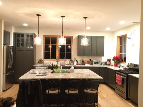 Asymmetrical Kitchen - How Should Pendant Lights Be Centered Over An Island