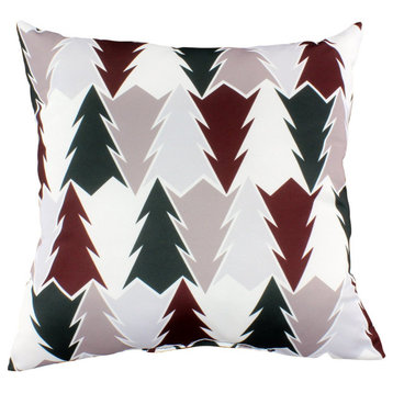 Tree Pattern Decorative Pillow, Red and Green