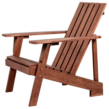 Irving Outdoor Patio Modern Acacia Wood Adirondack Chair, Dark Brown