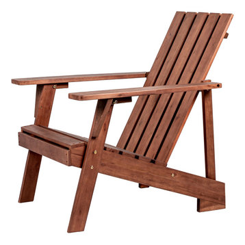 Irving Outdoor Patio Modern Acacia Wood Adirondack Chair, Dark Brown