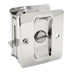 Designers Impressions - Polished Chrome Pocket Door Privacy Lock, 53867 - Pocket Door Hardware