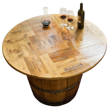 Wine Crate Game Table With Barrel Base