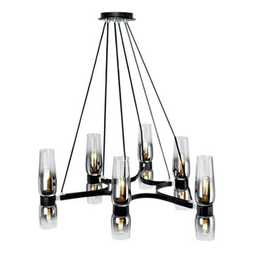 Norwell 9775-MBCH-CLGR Flame Chandelier Light. Clear to Chrome Gradient Glass. M