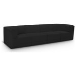 Meridian Furniture - Ollie Black Boucle Fabric Straight Modular Sofa, Black, 4-Piece: 2 Armless Chair, 2 Corner Chair - Meet the epitome of style and functionality with this Ollie boucle fabric living room sofa, part of the Ollie modular collection. A contemporary marvel, this sofa features chic and inviting rich black boucle fabric upholstery, giving it a sumptuous texture that oozes elegance and luxury. Curved corners add to the visual look of the sofa while maximizing seating comfort while lounging, reading, or entertaining. Pair it with other items in the Ollie collection easily, thanks to an attachment latch underneath.