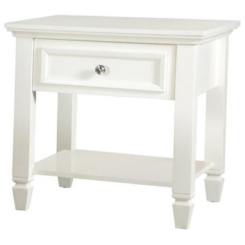 Coaster Wood 1-Drawer Square End Table with Lower Shelf in White