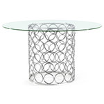 Meridian Furniture - Opal Chrome Dining Table - Bring a fresh new look to your dining room with the Opal Collection from Meridian Furniture. The intertwined geometric format that forms the table's base and the chair's backs makes them a must for modern decor, while sleek metal frames on the chairs provide a contemporary look with the durability of metal to ensure the set's long-lasting beauty.