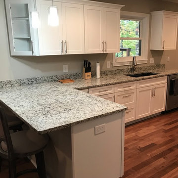 Waypoint Cabinetry- Painted Linen with New Bianco Lavender Granite
