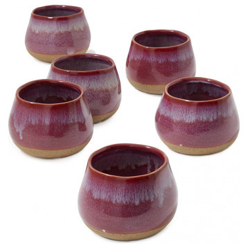 Red Potter's Ceramic Vase, 3"x4", Set of 6