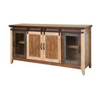 Wood barn door media stand Wood barn door media stand