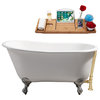 53" Cast Iron R5460CH-GLD Soaking Clawfoot Tub With External Drain