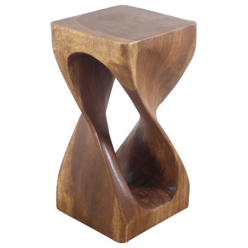 Haussmann Single Twist Vine Stool Stand 12 in SQ x 23 in H Walnut Oil