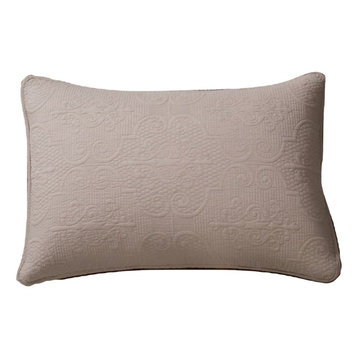 Beige Sand Dollar Floral Cotton King Size Pillow Sham - 20” x 36”