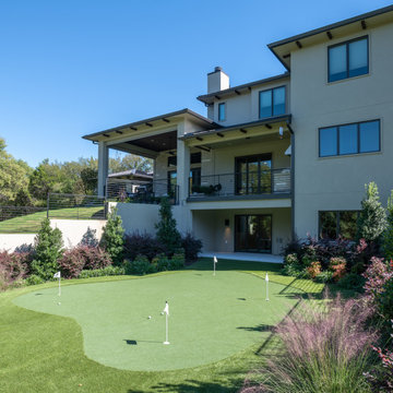 Backyard with putting green