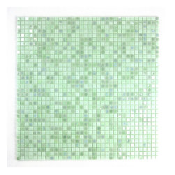 GBM Manufacturing - Galaxy 12"x12" Glass Square Mosaic Tile, Iridescent Green - Mosaic Tile