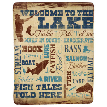Welcome to the Lake Sherpa Throw Blanket