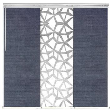Scattered-Azure 3-Panel Track Extendable Vertical Blinds 36-66"x118.5"