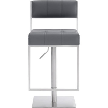 Michele Swivel Barstool - Brushed Stainless Steel Gray