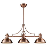Elk Home - Chadwick 3-Light Billiard/Island Light, Antique Copper - The Chadwick Collection Reflects The Beauty Of Hand-Turned Craftsmanship Inspired By Early 20Th Century Lighting And Antiques That Have Surpassed The Test Of Time. This Robust Collection Features Detailing Appropriate For Classic Or Transitional Decors. White Glass Compliments The Various Finish Options Including Polished Nickel, Satin Nickel, And Antique Copper. Amber Glass Enriches The Oiled Bronze Finish.