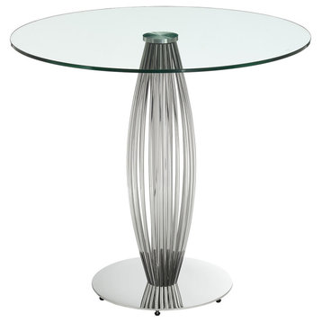 Tasso 39" Round Counter Table, Clear Glass