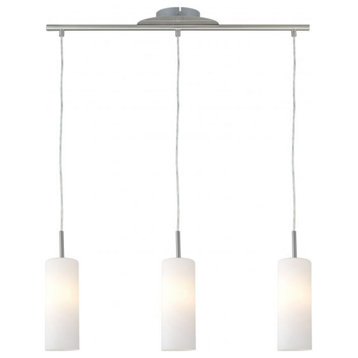 Troy 3, 3-Light Linear Pendant, Matte Nickel, White Frosted Glass, 3-100W E26
