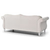Hollywood 68" Velvet Chesterfield Loveseat With 2 Throw Pillows, Ivory