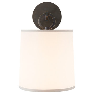 French Cuff Sconce in Bronze with Silk Shade