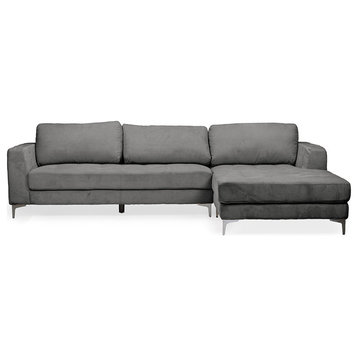 Agnew Contemporary Microfiber Right Facing Sectional Sofa, Gray