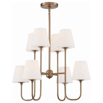 Crystorama KEE-A3008-VG 8 Light Chandelier in Vibrant Gold with Glass