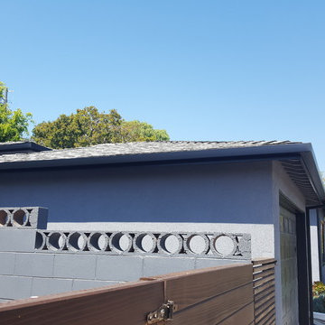 Black Gutters and Downspouts Contemporary Home, West Los Angeles