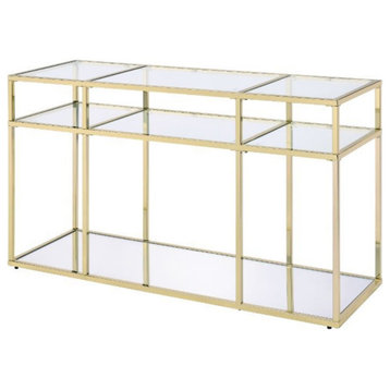Sofa Table, Clear Glass and Gold Finish