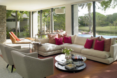 Contemporary open concept living room in Miami.