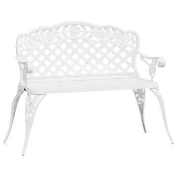 vidaXL Outdoor Patio Bench Outdoor Garden Park Bench Chair Cast Aluminum White