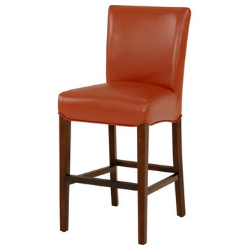 New Pacific Direct Milton 26.5" Bonded Leather Counter Stool in Orange