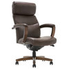 Scranton & Co 49.5" Modern Faux Leather & Wood Executive Office Chair in Brown