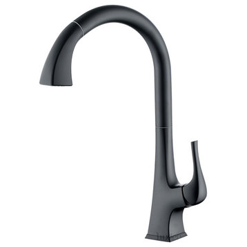 Luxier KTS20-T Single-Handle Pull-Down Sprayer Kitchen Faucet, Matte Black