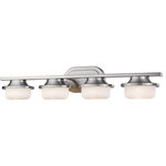 Z-Lite - Optum 4 Light Bathroom Vanity Light in Brushed Nickel - The Optum collection vanity fixtures incorporate a transitional vintage industrial style with chic contemporary. Utilizing Z-Lite?s new long-lasting, replaceble LED technology, these fixtures provide energy efficiency while delivering optimum illumination. Matte Opal glass is paired with optional Brushed Nickel or Chrome finishes creating a clean design.