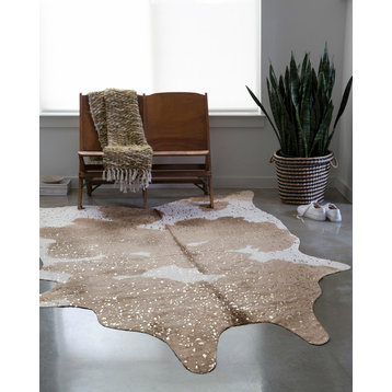 Metallic Accent Faux Cowhide Bryce Area Rug by Loloi II, Taupe Champagne, 3'10"x