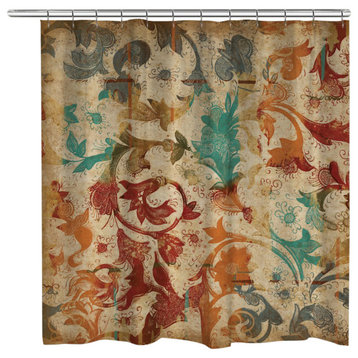 Floral Scroll, Shower Curtain