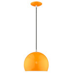 Livex Lighting - Livex Lighting Shiny Orange 1-Light Mini Pendant - Featuring a clean and crisp modern look. This mini pendant makes a contemporary statement with the smooth curve of the orange exterior, it's perfect above a kitchen counter. A shiny white finish on the interior of the metal shade brings a refined touch of style.