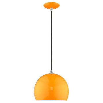Livex Lighting Shiny Orange 1-Light Mini Pendant