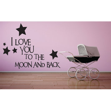 Decal, I Love You To The Moon And Back With Stars Quote, 20x30"