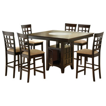 Tani 7-piece Square Counter Height Dining Set Counter Height Dining Table Brown
