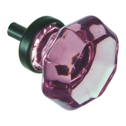 CKP - CKP Elegance Knob, Amethyst Glass, Black Base - Cabinet And Drawer Knobs