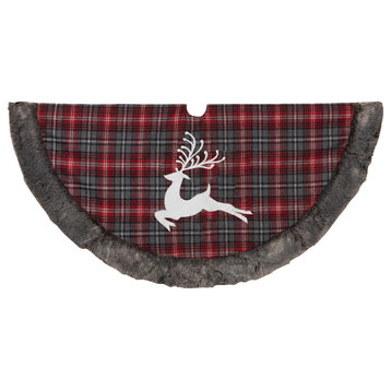 48-in D Buffalo Plaid Tree Skirt w/ Deer
