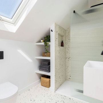 Terrazzo tiled, light and airy ensuite