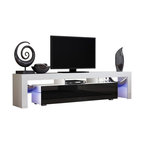 TV Stand Milano 200 White Body Modern 90" TV Stand LED, White/Black
