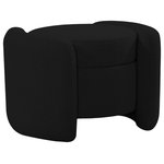 Meridian Furniture - Horizon Boucle Fabric Upholstered Ottoman, Black - Kick back and relax in style with the Horizon ottoman from Meridian Furniture. Featuring elegant black boucle fabric and a unique contemporary design, this ottoman will add a chic touch to any space in your home. Its seat width makes it the perfect size for resting your legs or provides your home with an additional seat for visitors. With its light weight, this ottoman can easily be moved, making it a versatile accent piece for any room.