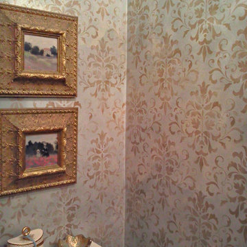 Metallic Plaster Finish w/ Allover Stencil