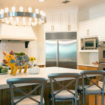 Two-Tone Kitchen with Dover White Uppers and Stained Lower Cabinets